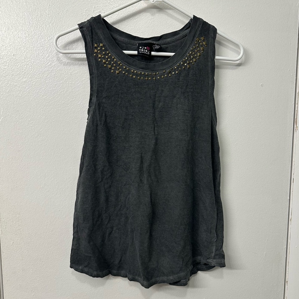Eye Candy Stone Wash Gray Tank Top